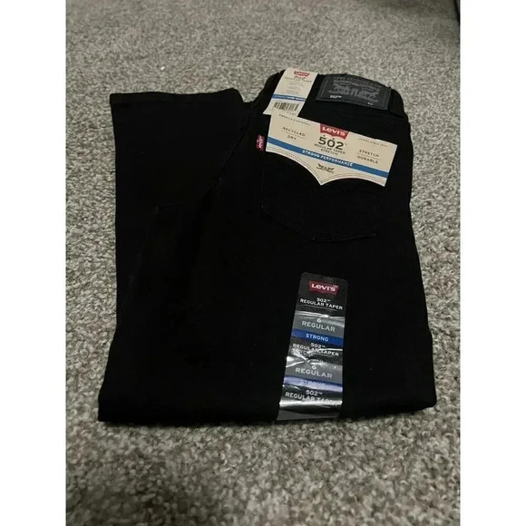 New with Tags Boys Levi’s 502 Flex Black Regular Fit Tapered Leg Size 12 - Picture 1 of 7